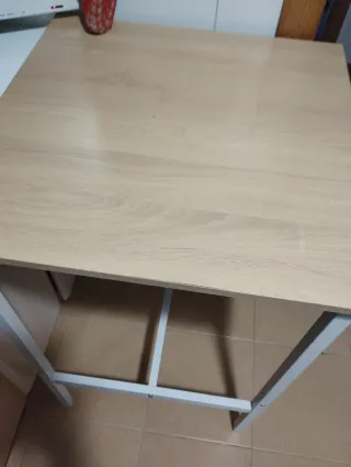 Mesa alta cocina cuadrada madera y metal