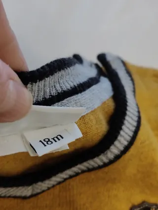 Maglione bimbo 18 mesi scollo V righe senape