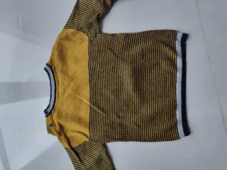 Maglione bimbo 18 mesi scollo V righe senape