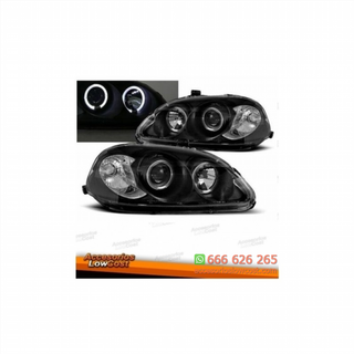 FAROS OJOS DE ANGEL HONDA CIVIC, 99-01- CRISTAL