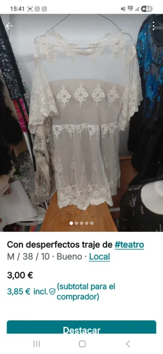 Traje de teatro encaje beige talla M