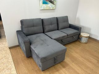 Sofá Cama Pau con Arcón Reversible Gris