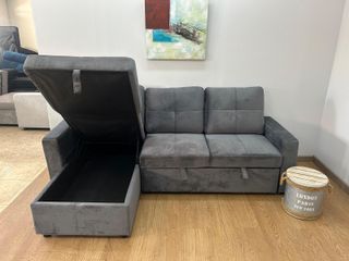 Sofá Cama Pau con Arcón Reversible Gris