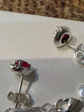 Conjunto Pandora Corazón Rojo Plata