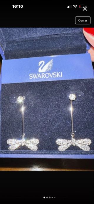 Pendientes Swarovski libélula plata