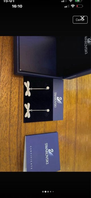 Pendientes Swarovski libélula plata