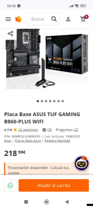 Placa Base ASUS TUF GAMING B860-PLUS WIFI