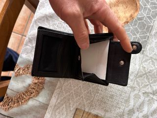 Cartera de cuero Jaguar negra para hombre