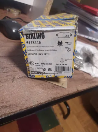 Pastillas Freno Delanteras Girling Opel 6118449