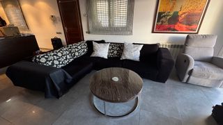 Sofá chaise longue negro 5 plazas