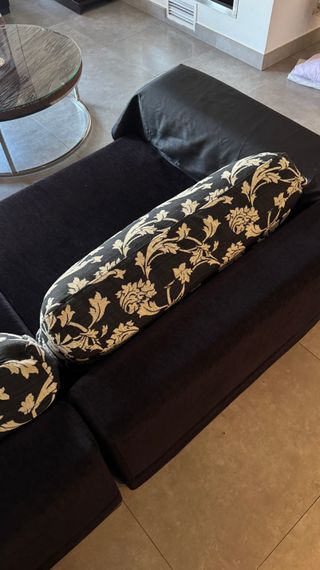 Sofá chaise longue negro 5 plazas