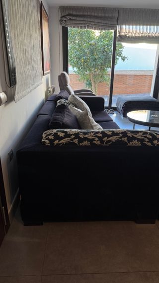 Sofá chaise longue negro 5 plazas