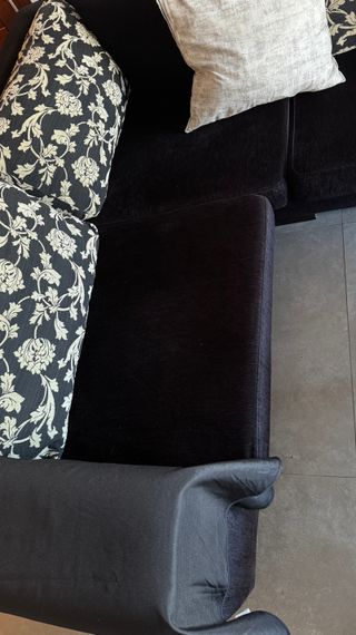 Sofá chaise longue negro 5 plazas