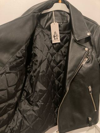 Chaqueta Rockero Cuero Negro Hombre