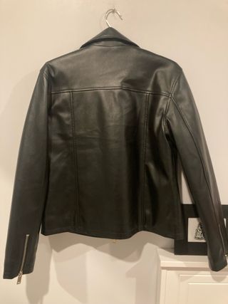 Chaqueta Rockero Cuero Negro Hombre