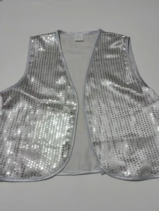 Chaleco y corbata lentejuelas plateadas
