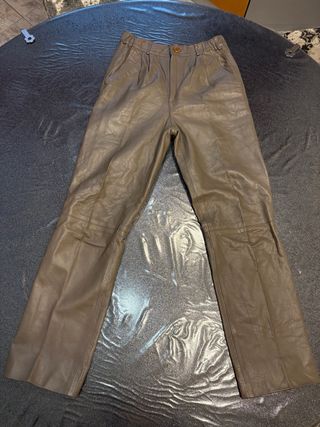 Pantaloni in vera pelle vintage marrone