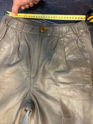 Pantaloni in vera pelle vintage marrone