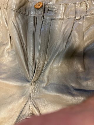 Pantaloni in vera pelle vintage marrone