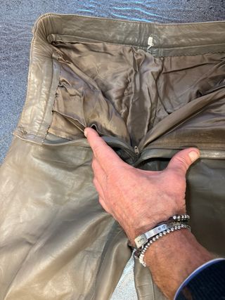 Pantaloni in vera pelle vintage marrone