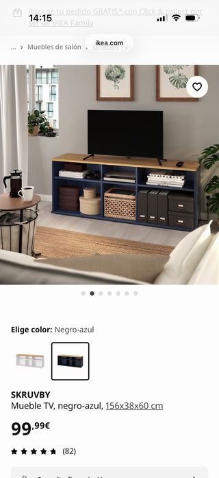 Mueble TV Skrubvi Ikea Madera y Azul