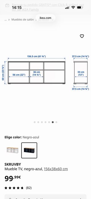 Mueble TV Skrubvi Ikea Madera y Azul