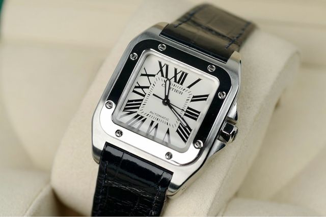 Reloj Cartier Santos 100 Plata y Negro REESTRENO.