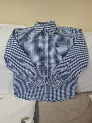 Camisa Benetton cuadros azul y blanco