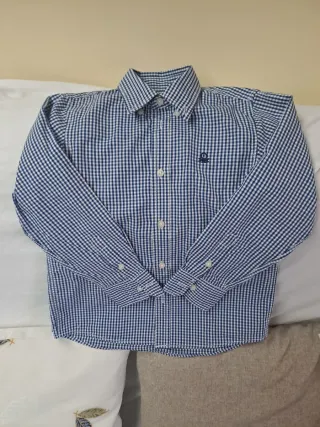 Camisa Benetton cuadros azul y blanco