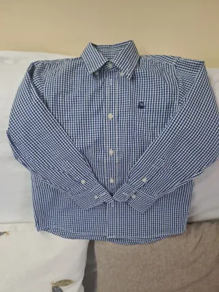 Camisa Benetton cuadros azul y blanco