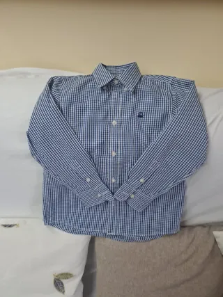 Camisa Benetton cuadros azul y blanco