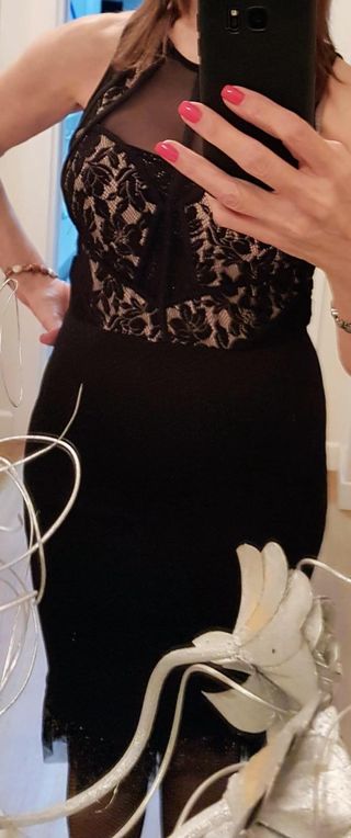 Vestido Bershka Negro Encaje Talla S