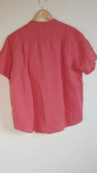 Camisa Unit Lino Manga Corta Rosa