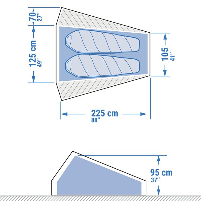 Tienda de campaña lona de trekking 2 personas Forclaz MT900