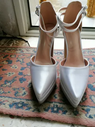 Scarpe tacco raso bianco cerimonia sposa
