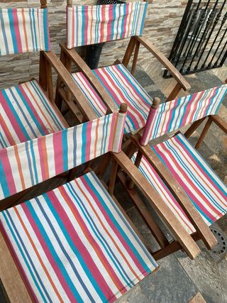 4 Sillas Plegables Madera Rayas