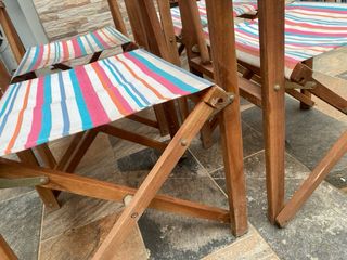 4 Sillas Plegables Madera Rayas