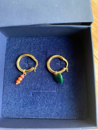 Pendientes Agatha Paris Corazón Verde y Coral