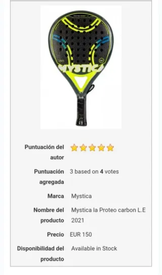 NUEVA Pala Pádel Mística Proteo Carbon