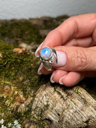 Anillo Plata Piedra Luna Ajustable