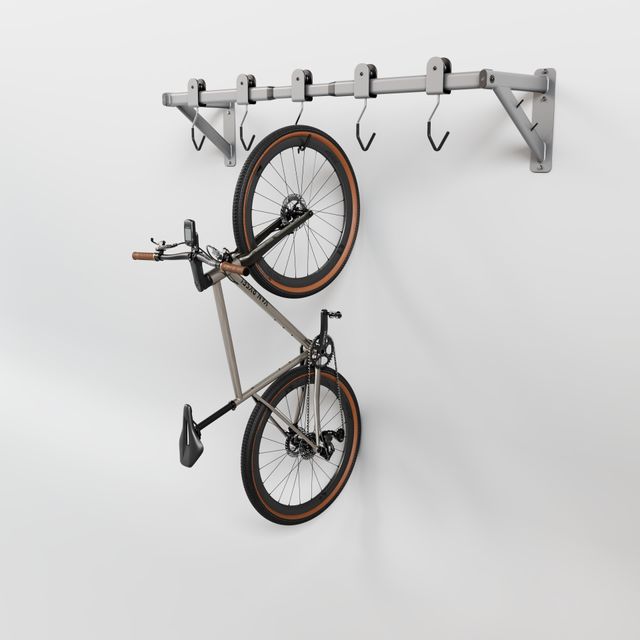 Soporte Pared Bicicletas Gris 5 Ganchos Deslizantes