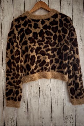 Cárdigan animal print beige y marrón