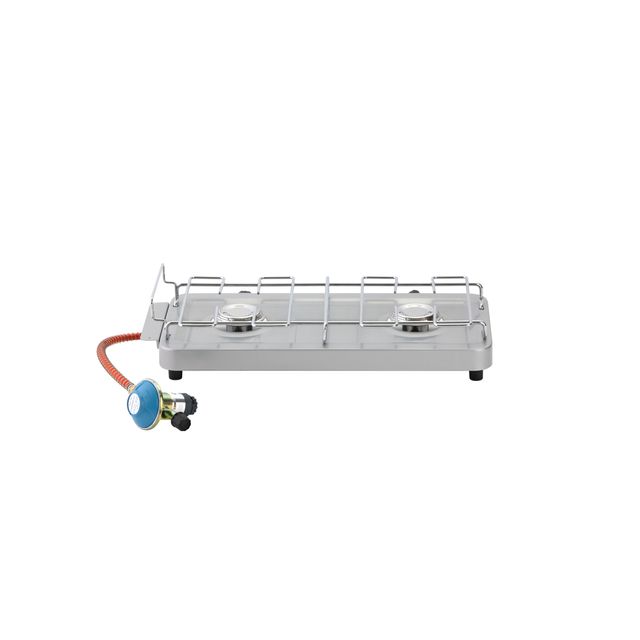 Hornillo de gas dos fuegos 1600W con goma y reductor de