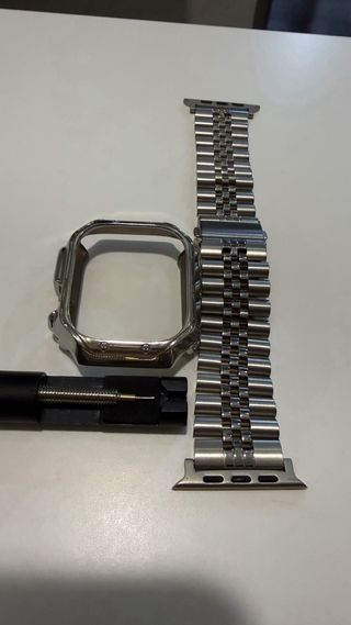 Correa Metal Plata Apple Watch + Protector