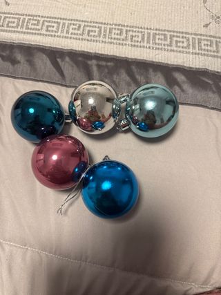 Adornos Navideños Esfera Azul y Rosa