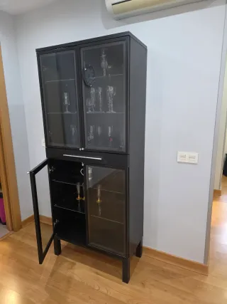 Vitrina Comedor Negra y Marrón