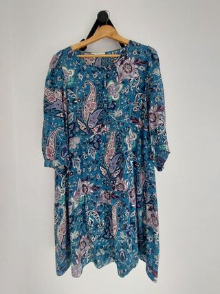 Vestido Mango estampado floral azul y violeta