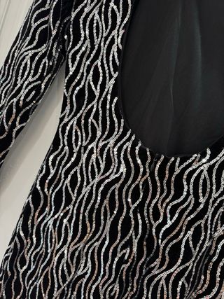 Vestido fiesta negro y plata