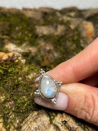 Anillo Plata Ajustable Piedra Luna
