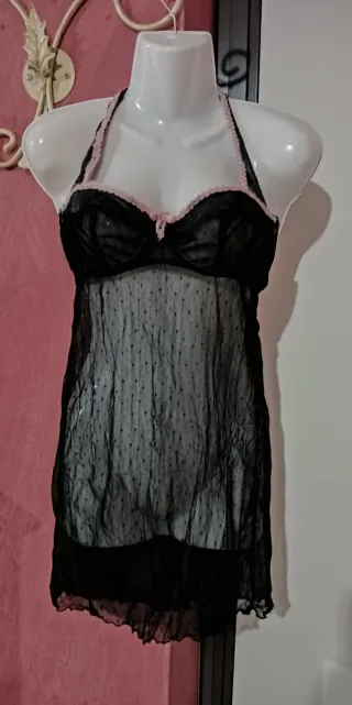 Sottoveste/Lingerie Tulle Nero e Rosa